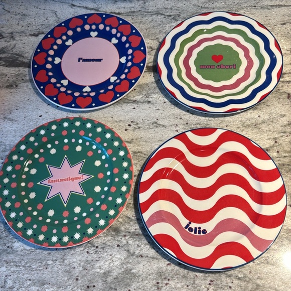 NWT Anthropologie Mon Cheri Dessert Plates, Set of 4 - Picture 4 of 9